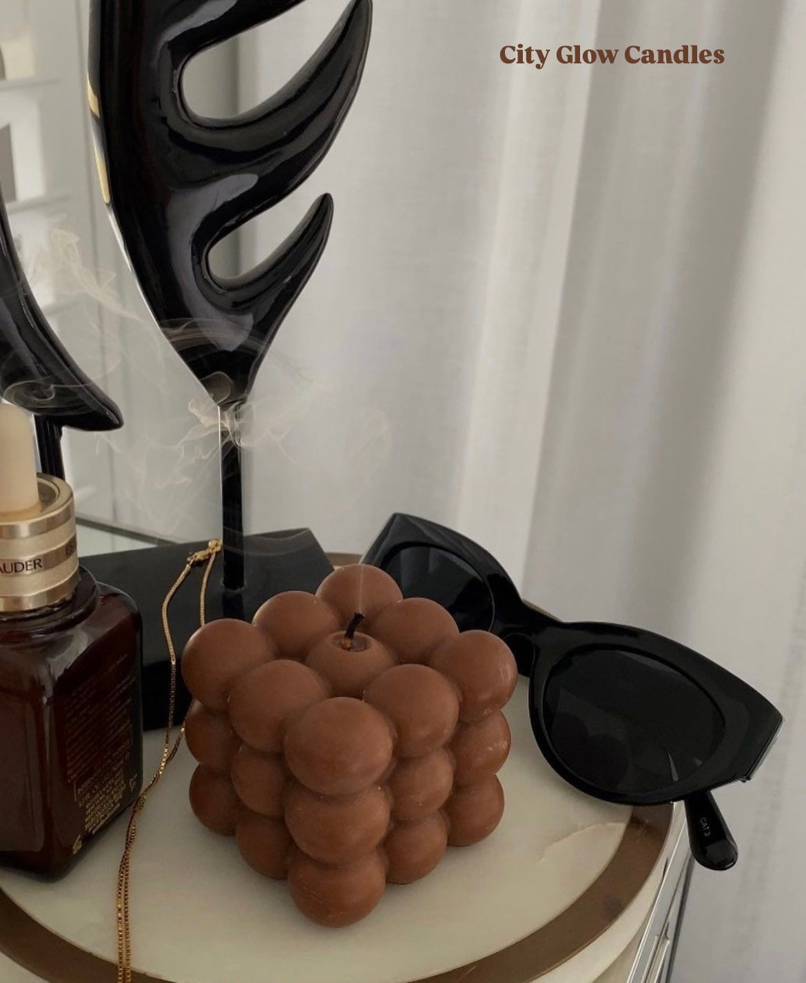 Coffee Brown Bubble Candle – Elegance Meets Comfort